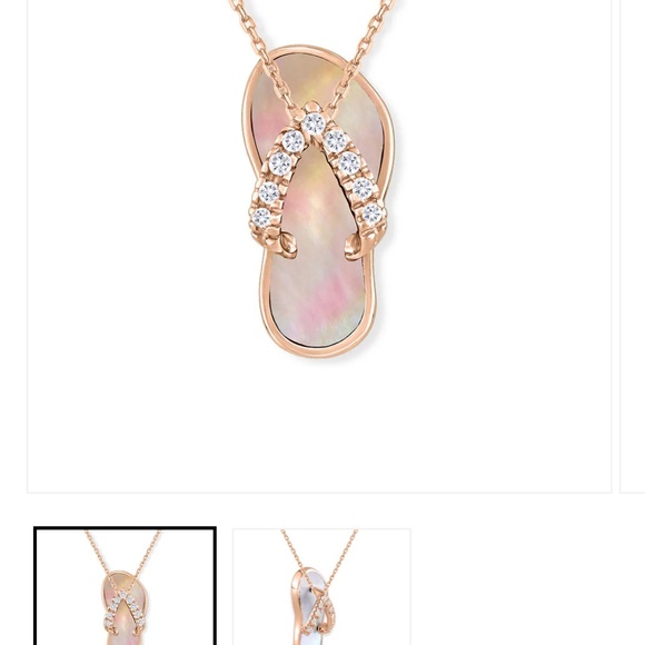 Na Hoku Hawaiian Slipper Pendant Necklace - 14k Rose Gold with Diamonds. - Picture 4 of 5